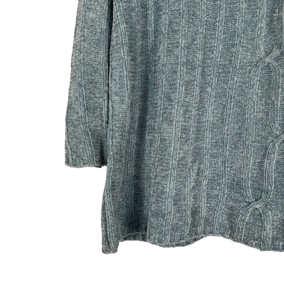 Erika Womens Cable Knit Mock Neck Sweater Size 1X Long Sleeve Soft Blue Pullover - Picture 6 of 9